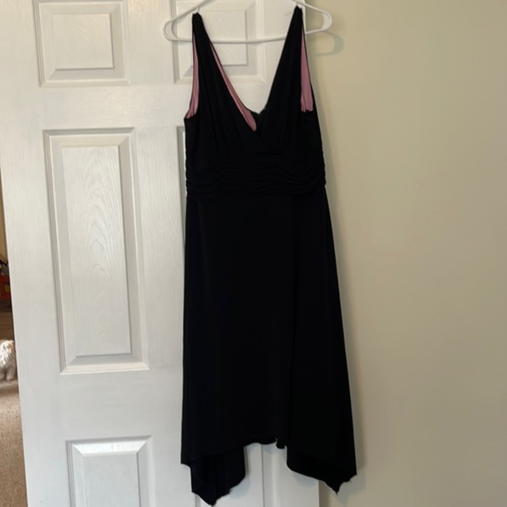 AGB Cinched Waist Asymmetrical Little Black Dress I